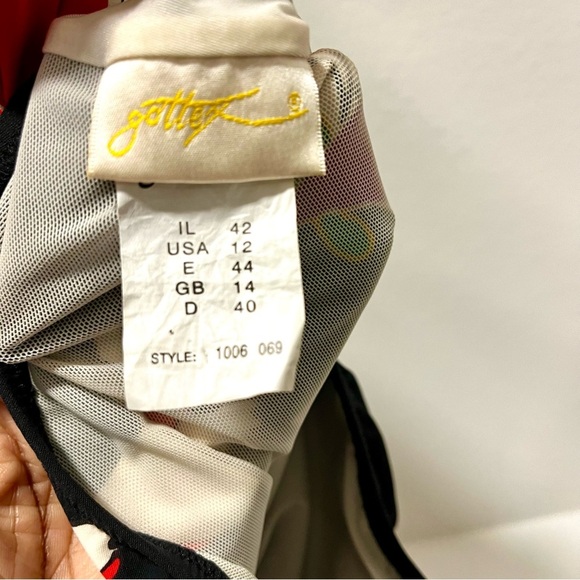 Gottex Vintage Swimsuit One Piece Floral Graphic Removable Strap Beach Sz 12 - Picture 4 of 5